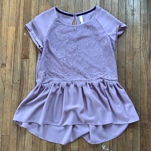 Xhilaration Purple Lace Peplum Top